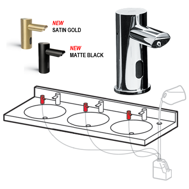 EZ-FILL™ SOAP DISPENSER HEAD, MULTI-FEED, LIQUID VANITY MOUNTED, POLISHED CHROME