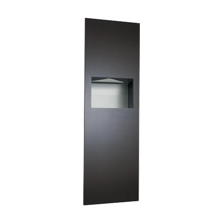 PAPER TOWEL DISPENSER & WASTE BIN 34L COMPLETELY RECESSED, MATTE BLACK PHENOLIC DOOR, PIATTO COLLECTION