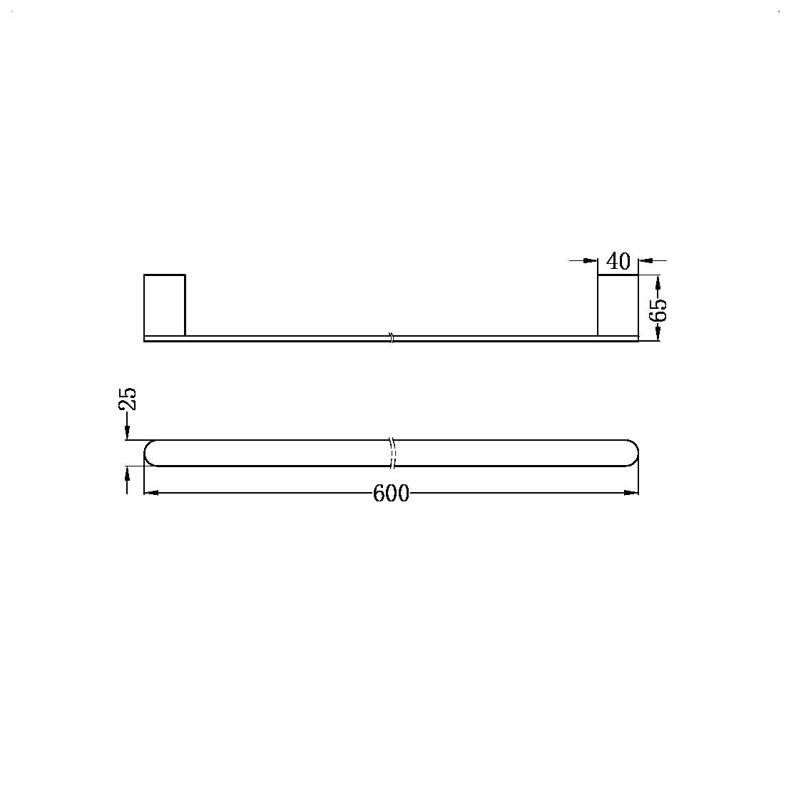 Bianca Single Towel Rail 800mm