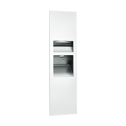 Turbo 3 in 1 PAPERTOWEL Dispenser, High-Speed Hand Dryer & Waste Bin - Fully Recessed, White, Piatto™ Collection