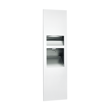 Turbo 3 in 1 PAPERTOWEL Dispenser, High-Speed Hand Dryer & Waste Bin - Fully Recessed, White, Piatto Collection