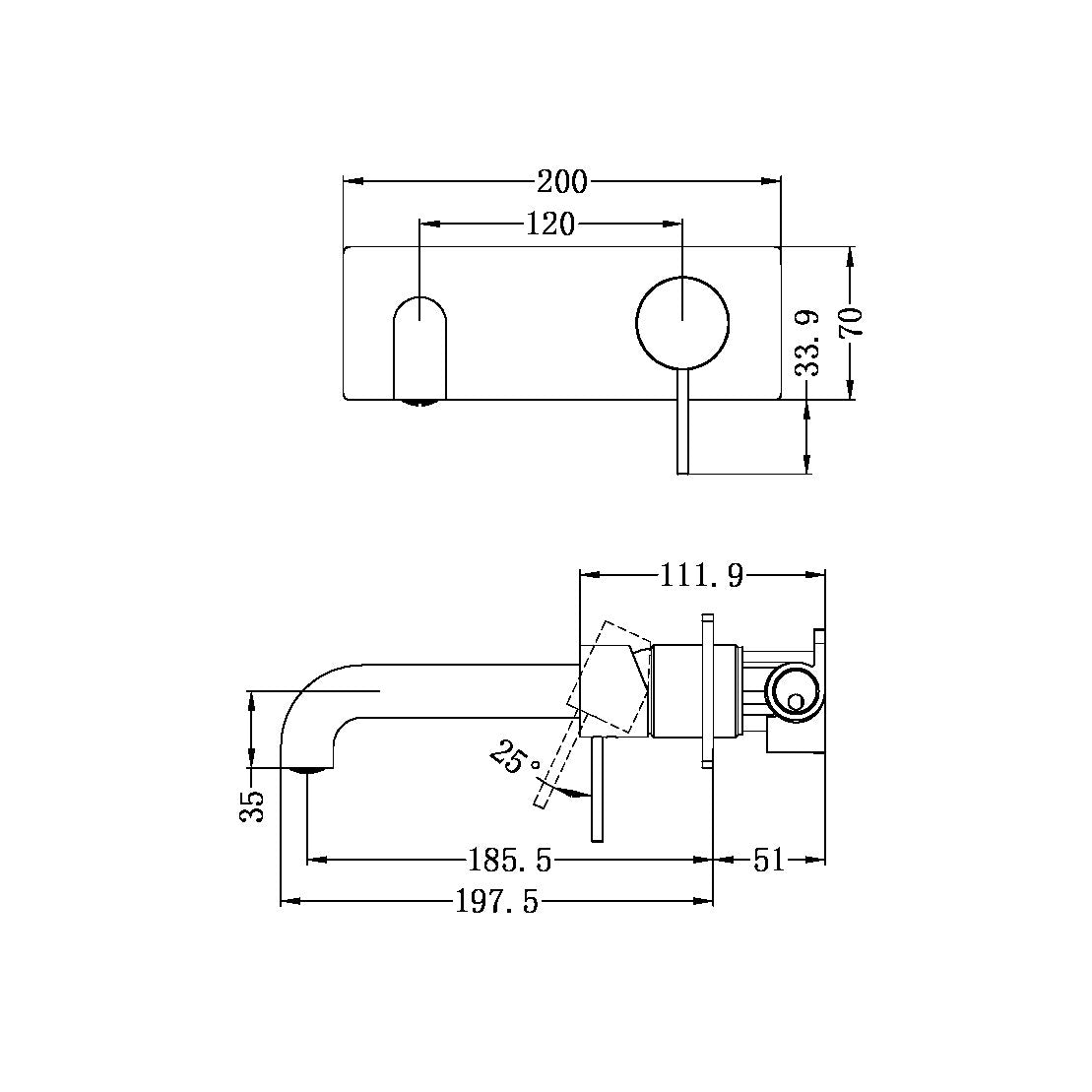 Mecca Wall Basin Mixer 230mm
