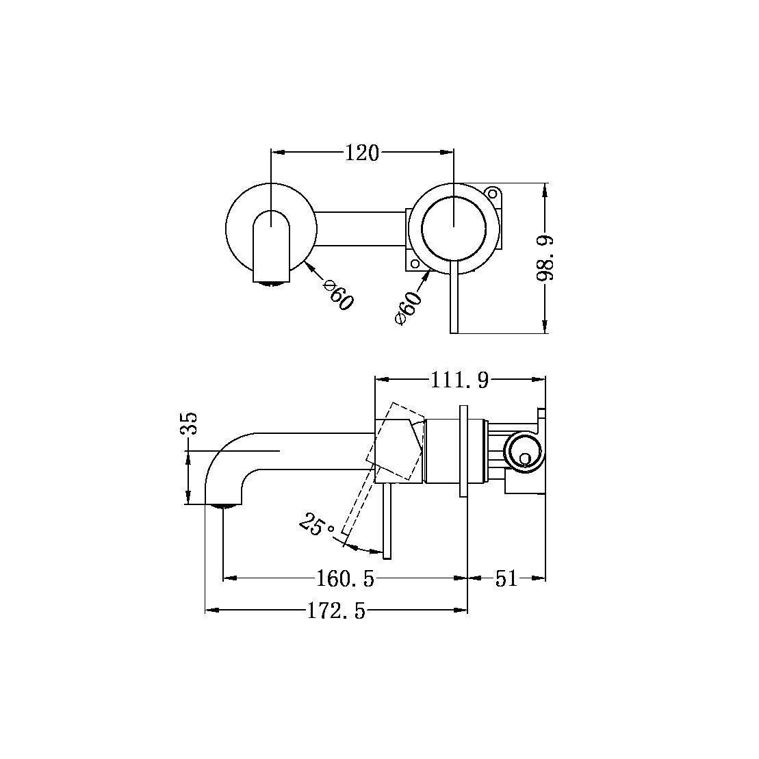 Mecca Wall Basin Mixer 160mm