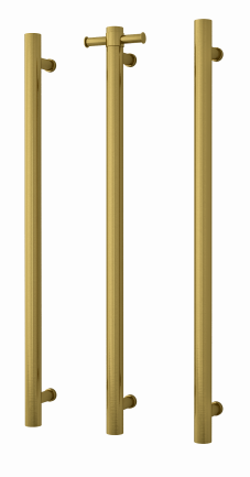 Brushed Gold Round Vertical Single Heated Towel Rail