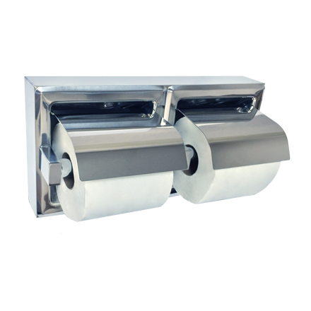TOILET PAPER DISPENSER, DOUBLE, WITH HOOD, BRIGHT FINISH Š—– SURFACE MOUNTED