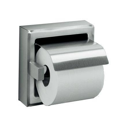 TOILET PAPER DISPENSER, SINGLE, WITH HOOD, SATIN FINISH – SURFACE MOUNTED
