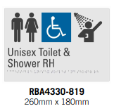 ACCESS, WC, SHOWER BRAILLE SIGN POLYCARBONATE