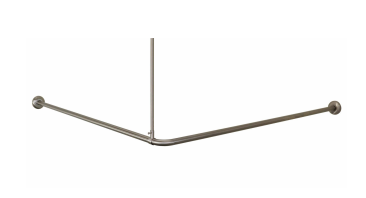 SHOWER CURTAIN RAIL WITH CURTAINS & HOOKS | STAINLESS