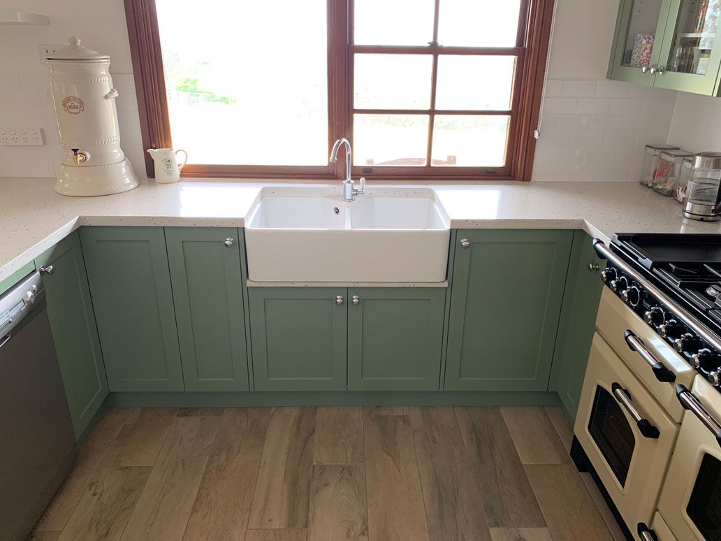 Chester 80 x 50 Double Flat Fine Fireclay Butler Sink with Taphole and Overflow